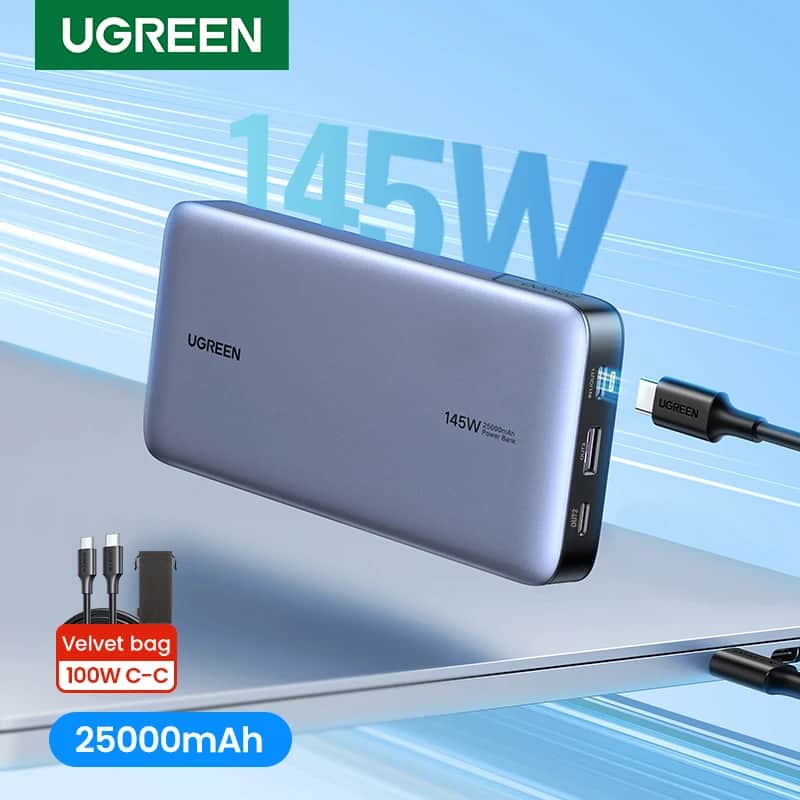פאוור-בנק UGREEN 100W/140W 20000-25000mAh ללפטופ - סלולר בהנחה של 62%: ₪202.15 במקום ₪533.98