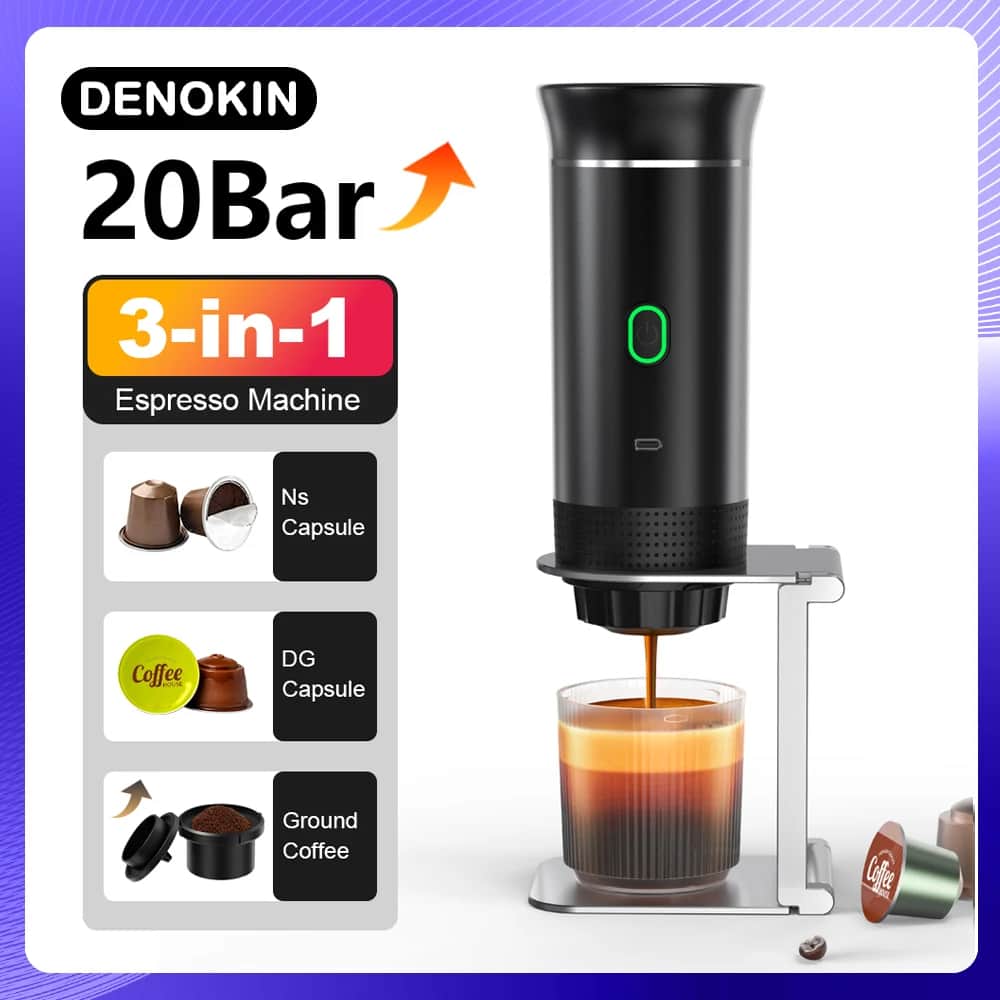 מכונת אספרסו ניידת אלחוטית 3 ב-1 - קפסולות או קפה טחון - בית וגאדג'טים בדיל מאומת: ₪113.63 במקום ₪247.02 (54% הנחה)