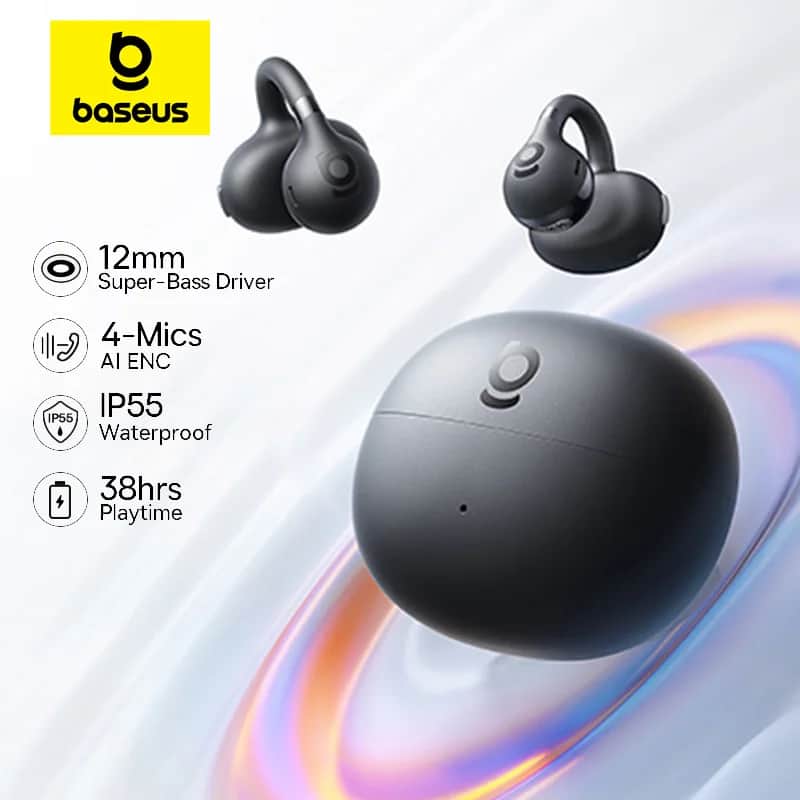 אוזניות קליפס Baseus BC1 - אוזן פתוחה, IP55, 38 שעות - סלולר בהנחה של 59%: ₪67.39 במקום ₪164.04
