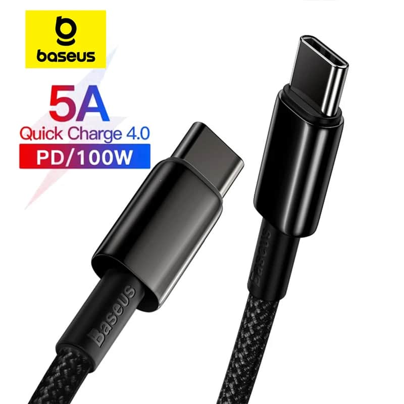 כבל Baseus 100W Type-C קלוע - 5A PD מהיר - סלולר בהנחה של 52%: ₪15.58 במקום ₪32.79
