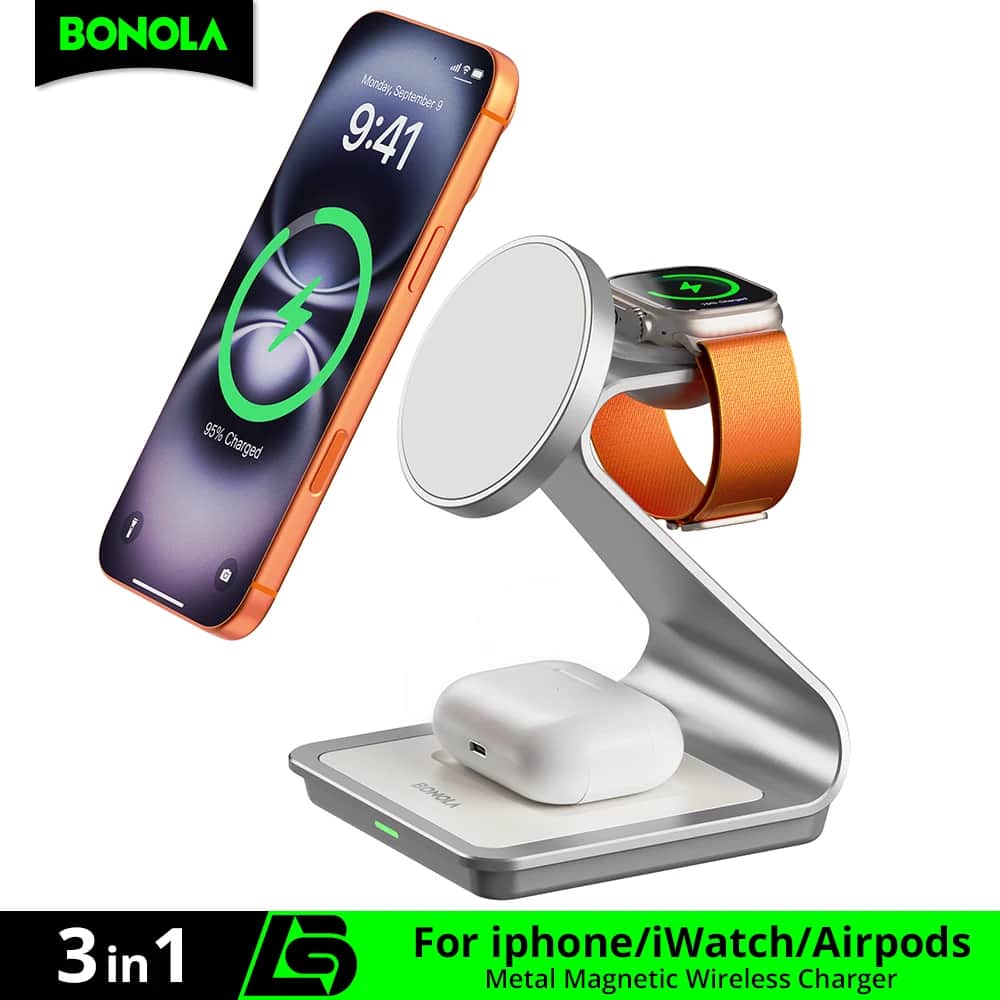עמדת טעינה אלחוטית Bonola 3 ב-1 - טלפון, שעון ואוזניות - סלולר בדיל מאומת: ₪77.36 במקום ₪161.16 (52% הנחה)