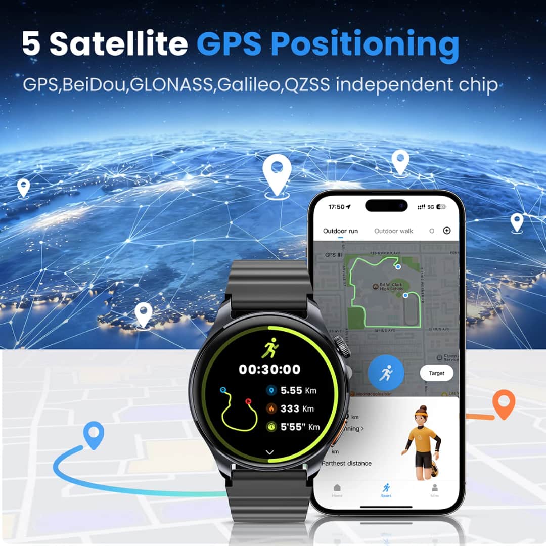 שעון ספורט HAYLOU Watch 4S - GPS + מסך AMOLED 1.43" - ספורט ובריאות בהנחה של 50%: ₪121.74 במקום ₪243.51