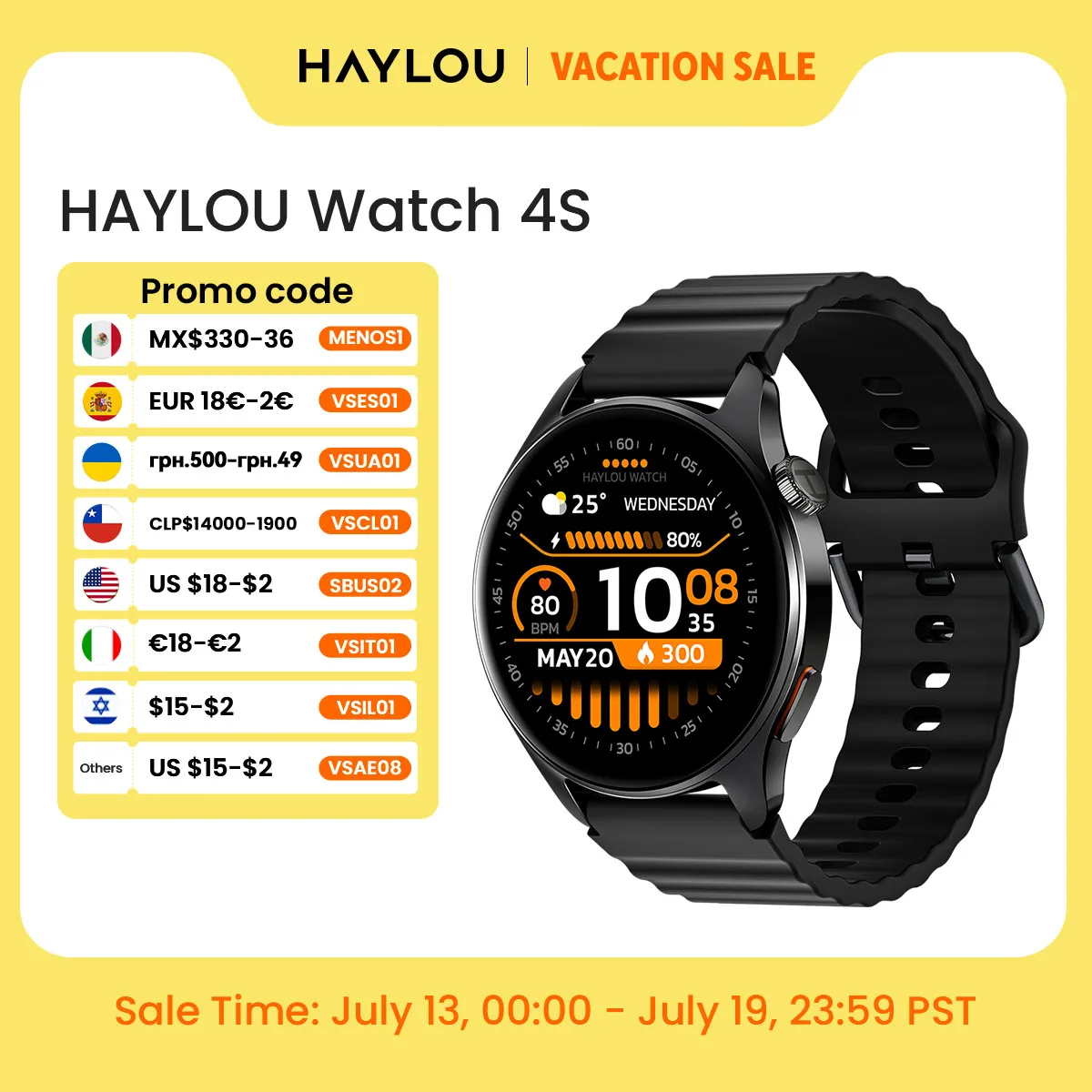 שעון ספורט HAYLOU Watch 4S - GPS + מסך AMOLED 1.43" - ספורט ובריאות בדיל מאומת: ₪125.24 במקום ₪245.55 (49% הנחה)