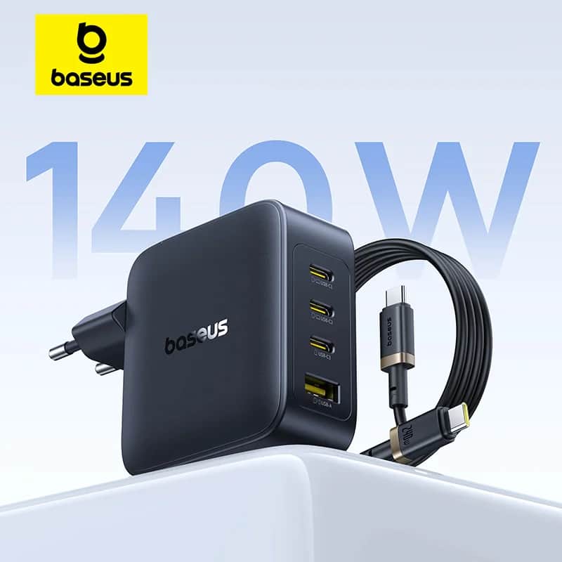 מטען Baseus GaN 140W - טוען לפטופ, טלפון וטאבלט יחד - סלולר בהנחה של 50%: ₪156.39 במקום ₪312.78